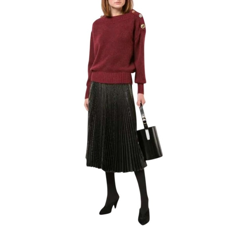 Veronica Beard Sweater Womens XL‎ Burgundy Excellent Crystal Embellished Knit